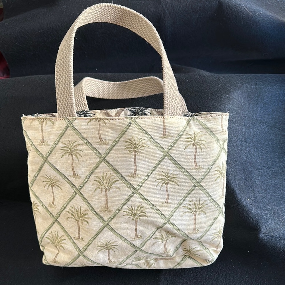 Palm Tree Patterned Beige Tote Bag